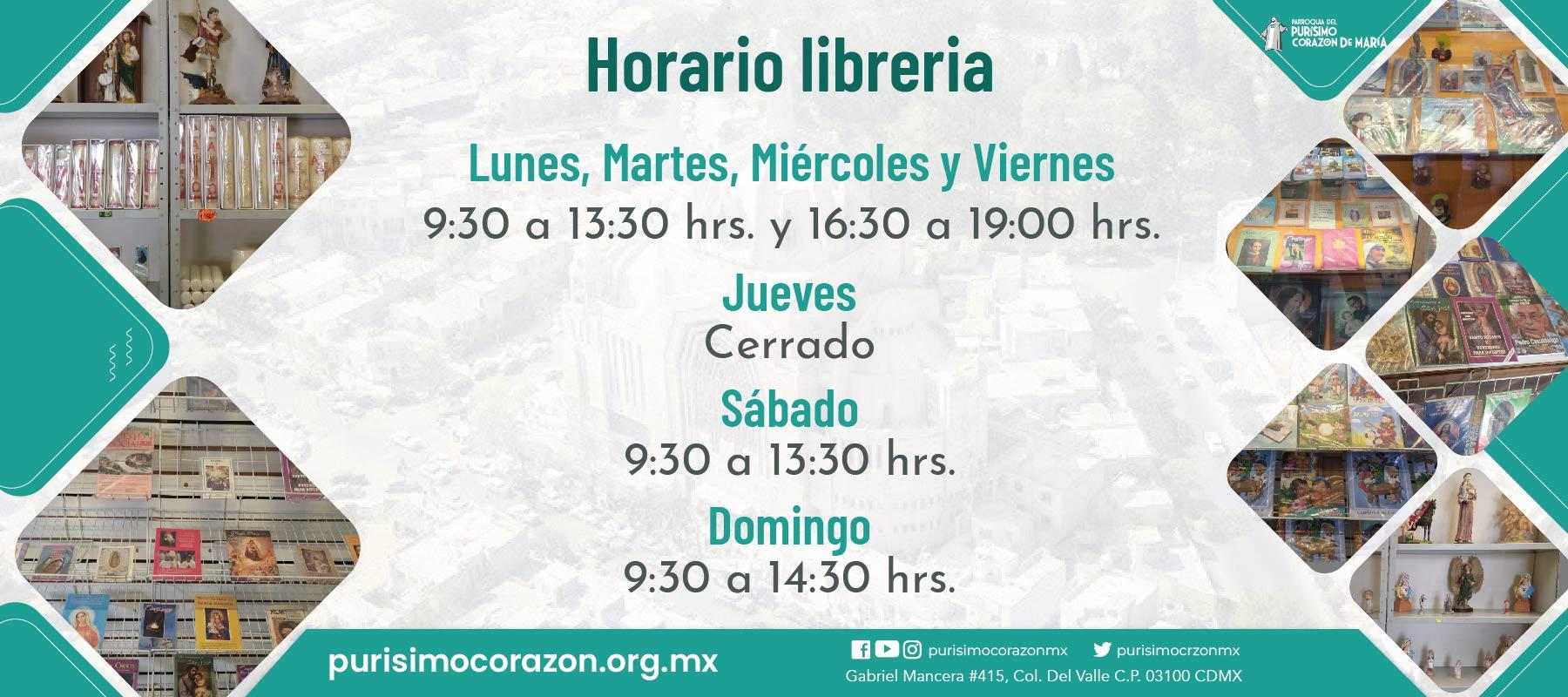 Horarios libreria parroquial Horarios libreria parroquial